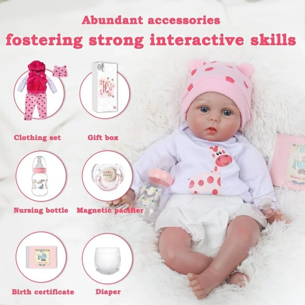 🆕20inch Soft Cloth Body Newborn Baby Dolls Poseable Limbs Sweet Smile Lucy Girl